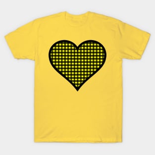 Yellow and Black Gingham Heart T-Shirt